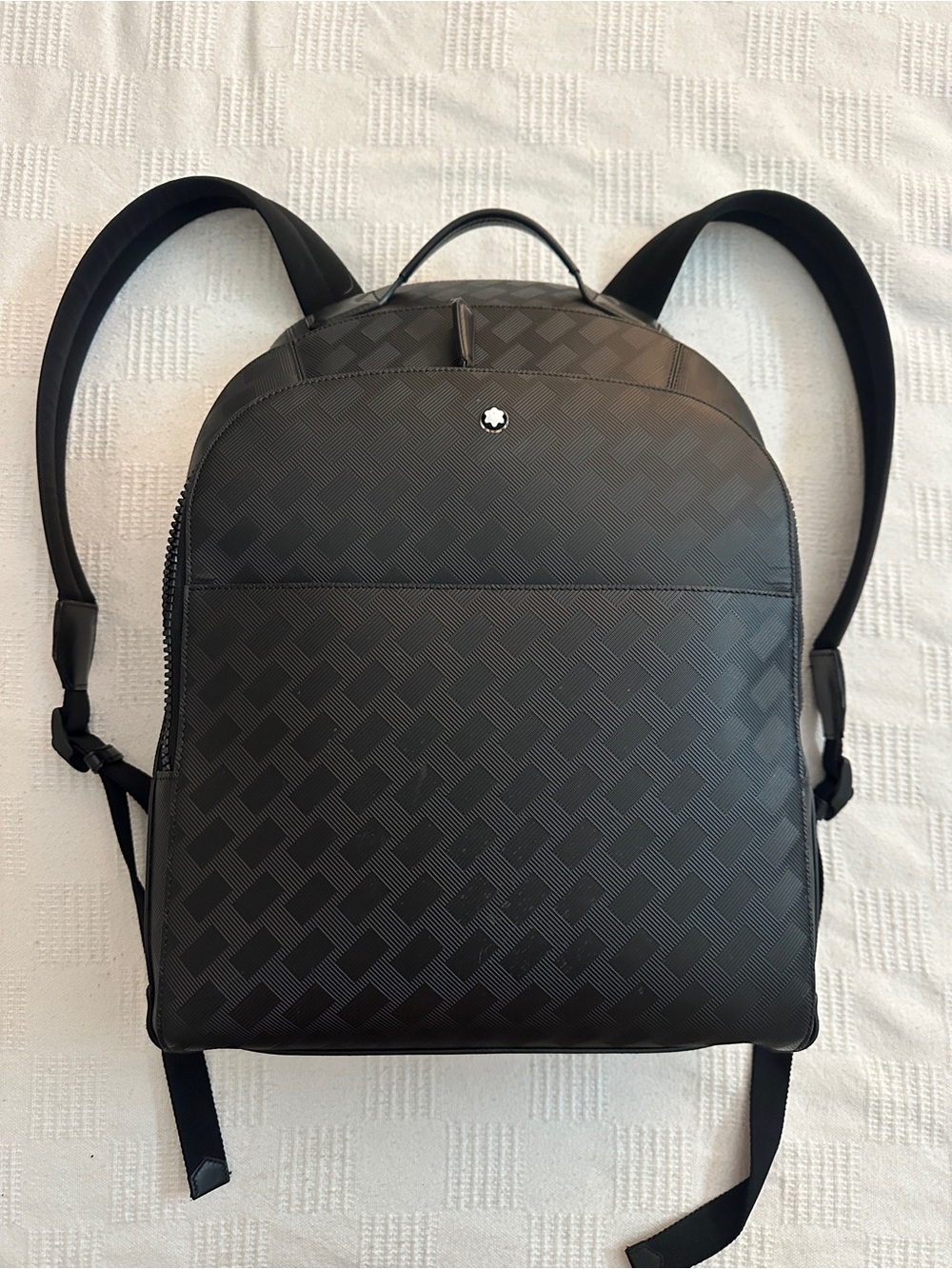 Montblanc Black Textured Pattern Leather Backpack